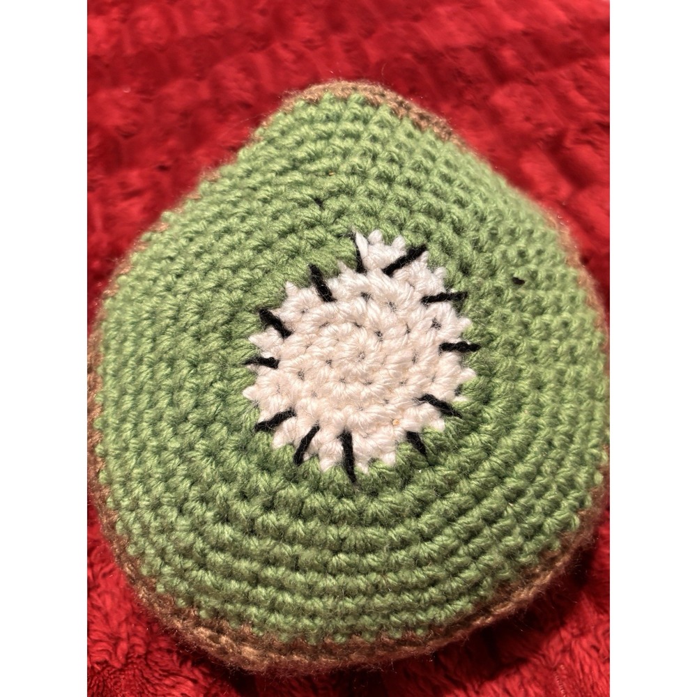 Taupe & Green Kiwi Handmade Crochet Market Bag 5" Double Handle 11x7 Sustainable